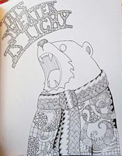 Drawing of a bear, saying this sweater is itchy, from goodreads