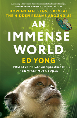 An Immense World cover, a monkey looking at a butterfly