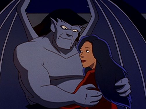 A moment between the characters Goliath and Elisa Maza from the Disney animated series Gargoyles. 
