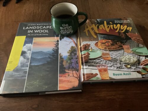 Landscapes in Wool, Aribayya, and my Austin Public Library mug