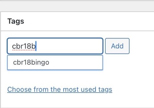 How to tag cbr18bingo