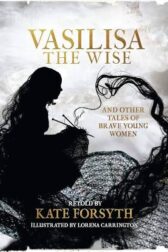 A girl in silhouette spins fiber into long curly tendrils against a gray background.
