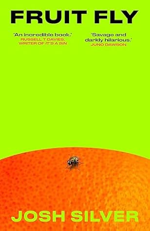cover of fruit fly--neon green, with a close up of an orange on the bottom half, with a small fly on top 